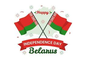 bielorrusia independencia día vector ilustración en 3 julio con ondulación bandera en nacional fiesta plano dibujos animados mano dibujado aterrizaje página antecedentes plantillas