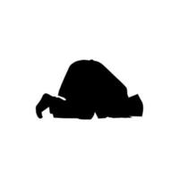 Sujud, or sajdah, is the act of low bowing or prostration in Islam to Allah facing the qiblah. A way that Muslim worshippers prostrate and humble themselves before Allah, God, while glorifying Him. vector