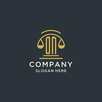 ON initial with scale of justice logo design template, luxury law and attorney logo design ideas vector