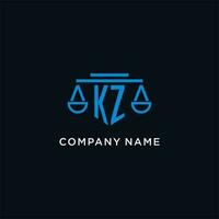 KZ monogram initial logo with scales of justice icon design inspiration vector