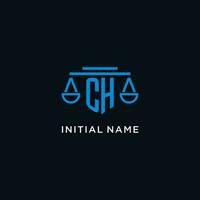 CH monogram initial logo with scales of justice icon design inspiration vector