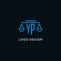 YP monogram initial logo with scales of justice icon design inspiration vector