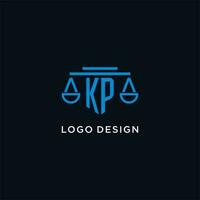 KP monogram initial logo with scales of justice icon design inspiration vector