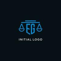 p.ej monograma inicial logo con escamas de justicia icono diseño inspiración vector