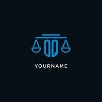 OQ monogram initial logo with scales of justice icon design inspiration vector