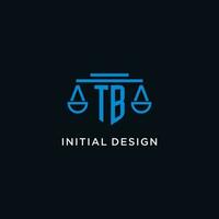 TB monogram initial logo with scales of justice icon design inspiration vector