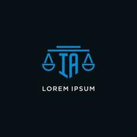 IA monogram initial logo with scales of justice icon design inspiration vector