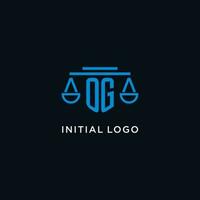 og monograma inicial logo con escamas de justicia icono diseño inspiración vector