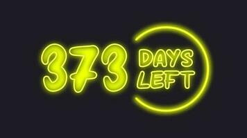 373 day left neon light animated video