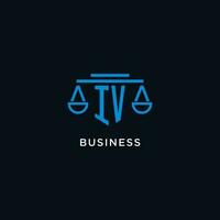 IV monogram initial logo with scales of justice icon design inspiration vector