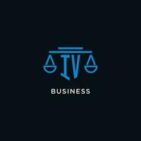 IV monogram initial logo with scales of justice icon design inspiration vector