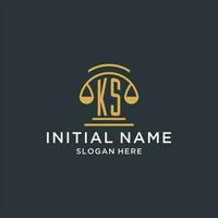 KS initial with scale of justice logo design template, luxury law and attorney logo design ideas vector