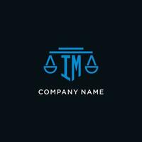 IM monogram initial logo with scales of justice icon design inspiration vector