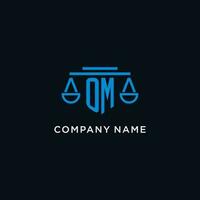 OM monogram initial logo with scales of justice icon design inspiration vector