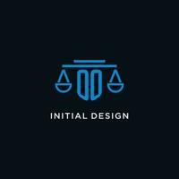 OO monogram initial logo with scales of justice icon design inspiration vector