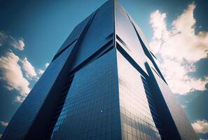 Skyscrapers with blue sky and cloud background. Building and architecture concept. Digital art illustration. photo