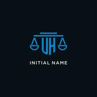 UH monogram initial logo with scales of justice icon design inspiration vector