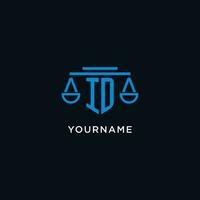 ID monogram initial logo with scales of justice icon design inspiration vector