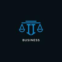 II monogram initial logo with scales of justice icon design inspiration vector