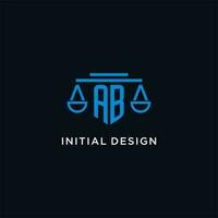 AB monogram initial logo with scales of justice icon design inspiration vector