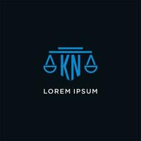 KN monogram initial logo with scales of justice icon design inspiration vector