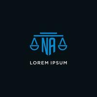 NA monogram initial logo with scales of justice icon design inspiration vector