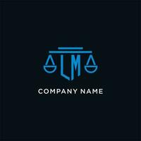 LM monogram initial logo with scales of justice icon design inspiration vector