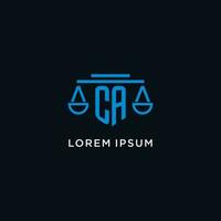 CA monogram initial logo with scales of justice icon design inspiration vector