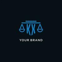 KX monogram initial logo with scales of justice icon design inspiration vector