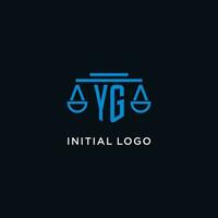 yg monograma inicial logo con escamas de justicia icono diseño inspiración vector