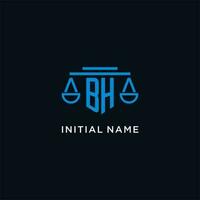 BH monogram initial logo with scales of justice icon design inspiration vector