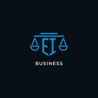 EI monogram initial logo with scales of justice icon design inspiration vector