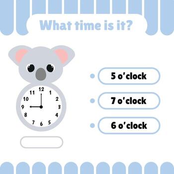 Learning time game on the clock. vector