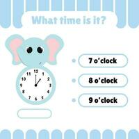 Learning time game on the clock. vector