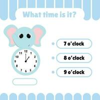 Learning time game on the clock. vector