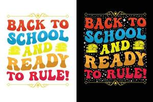 Back to school t-shirt design, 100 days of school, first day, 100-day typography t-shirt, kids t-shirt vector