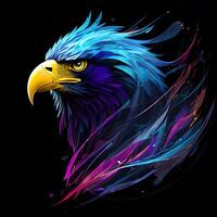 Light neon style art portrait of a eagle. photo