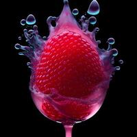 Amazing Raspberry with water splash and drops, photo
