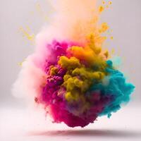 Colorful powder explosion in the air, photo