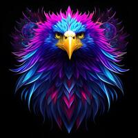 Light neon style art portrait of a eagle. photo