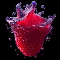 Amazing Raspberry with water splash and drops, photo