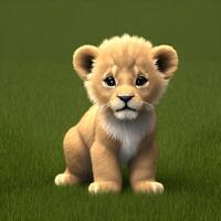 Cute tiny little lion cub , photo