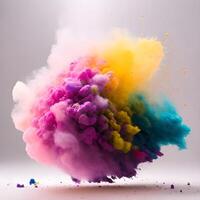 Colorful powder explosion in the air, photo