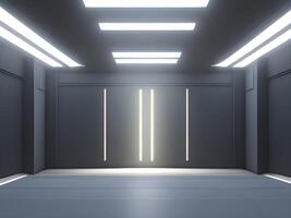 Empty dark futuristic Sci Fi hall room or studio. photo