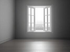 Interior of an empty white studio room. photo