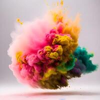 Colorful powder explosion in the air, photo