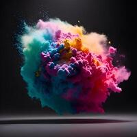 Colorful powder explosion in the air, photo