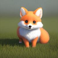 Cute tiny little fox cub , photo