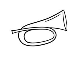 Horn doodle. Musical instrument in sketch style. Vector illustration isolated on white background