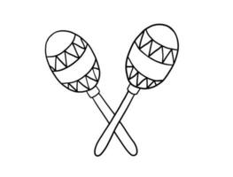 Hand drawn doodle of Maracas. Musical instrument. Vector illustration isolated on white